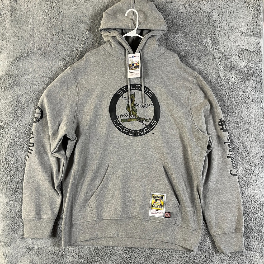 Mitchell & Ness Cooperstown St Louis Cardinals Hoodie Mens L Gray NWT MLB